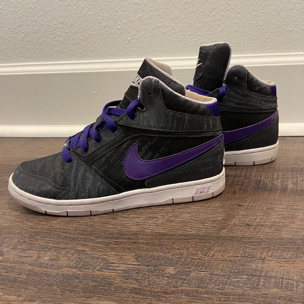 Charcoal grey & Purple Nike high tops